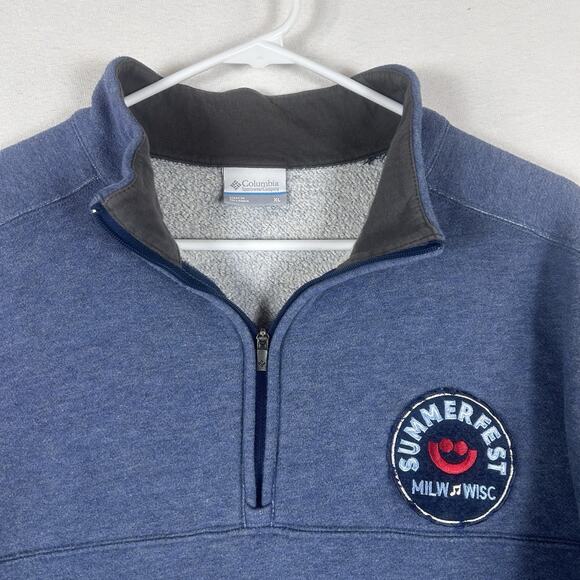 Columbia Milwaukee Summer Fest 1/4 Zip Sweatshirt Mens XL Blue Long Sleeve Music - Picture 2 of 10